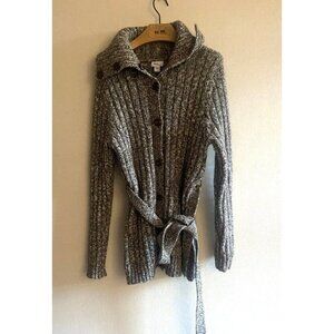 Mimi Maternity Tan and Brown Multi Button Front Belted Cardigan L